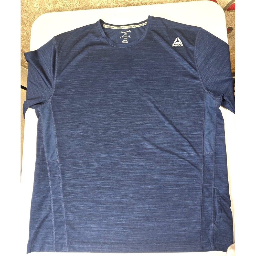 Reebok Mens Stride Performance 3X Blue T-Shirt Short Sleeve Athleisure